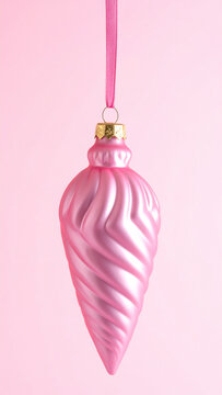 Pink Teardrop Christmas Ornament with Ribbon