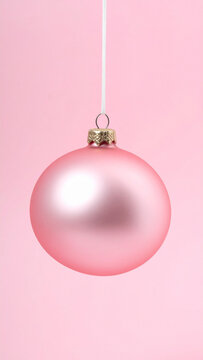 Large Pink Bauble Hanging Against Pink Wall