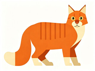 Fototapeta premium Illustration of a cat with a cute shape combined with orange colors