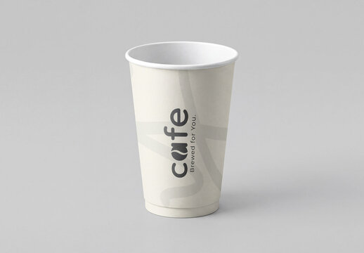 Paper Coffee Cup Mockup on Gray Background