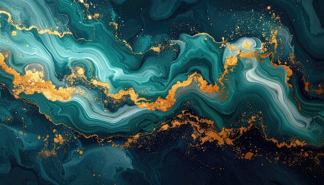 Luxury dark green marble pattern with gold leaf.