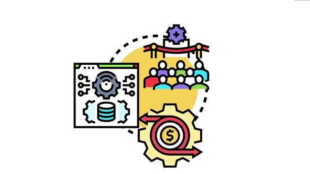Business team members approving the automation deployment process, implementing data management, optimizing efficiency, and creating value within a structured workflow