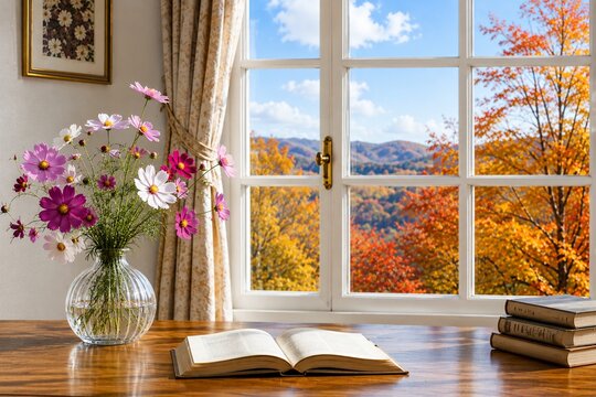 秋の風景が見える部屋