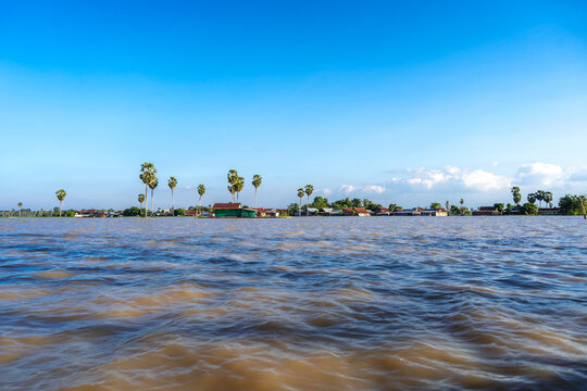 Traditional floating houses of Bujis fishermen on Lake Tempe, Indonesia