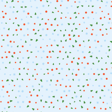 Winter holiday tree and snowflake seamless illustration