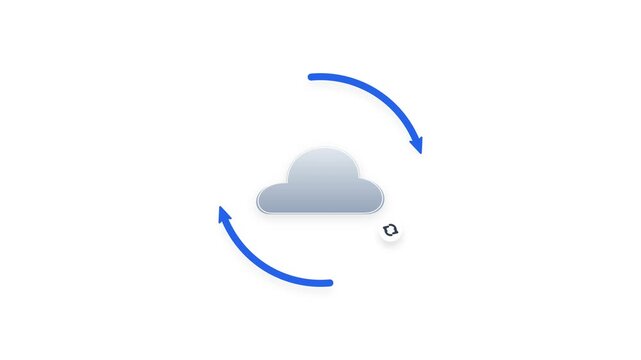 Cloud synchronization animated icon with rotating arrows