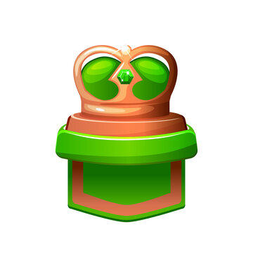 Bronze and green crown game rank icon isolated on transparent background
