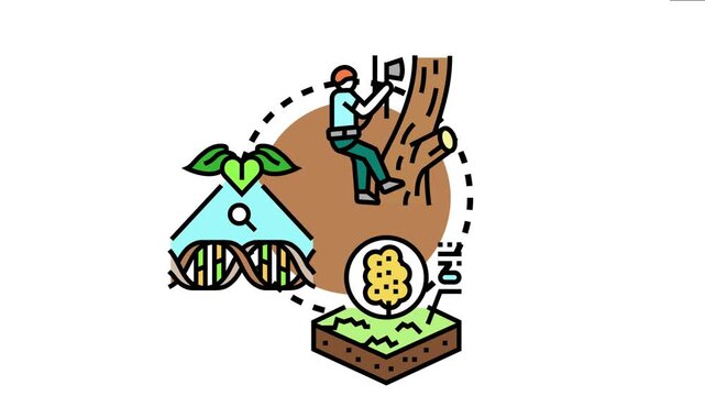 Arboriculture science concept outlining professional tree services, genetic research, and detailed plant analysis for sustainable urban landscapes and natural environments