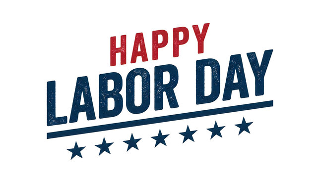 Festive happy labor day typography with stars and stripes for holiday celebrations