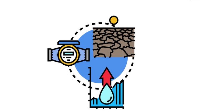 Icon concept area precipitation measurement. Climate change effects. And water resource management. Combining elements of drought. Water level