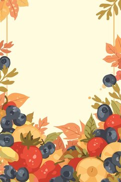 Berry fruit  template greeting card with flat design for autumn