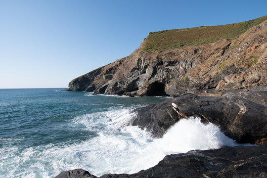 Breaking waves Tregardock Beach the North Cornish Coast