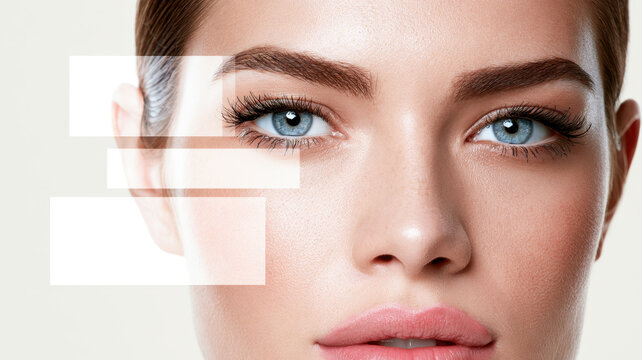 Young woman's natural beauty and clear skin promoting concepts of facial care. Cosmetic applications. Beauty enhancement. And dermatological solutions
