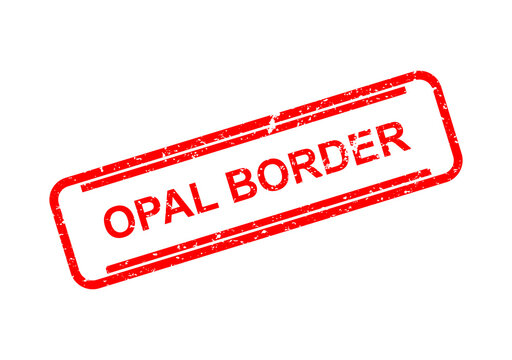 Red opal border stamp with text label illustration