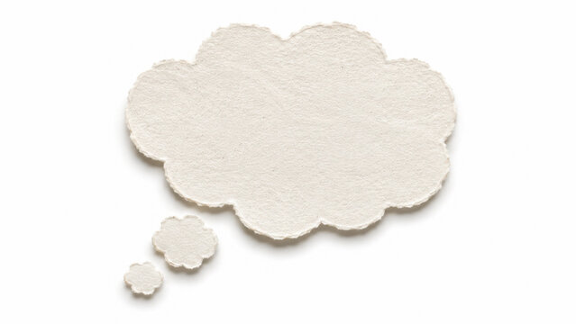 Textured paper thought bubble cutout with rough handmade edges isolated on transparent background