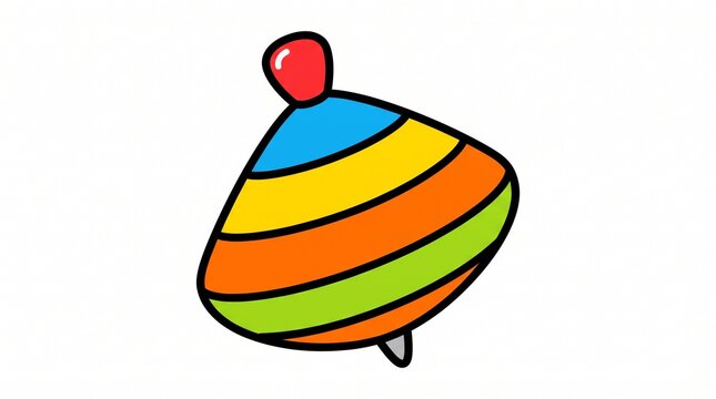 Colorful Toy Spinning Top Illustration on White Background