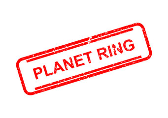 Red rubber stamp with planet ring text illustration © Milon