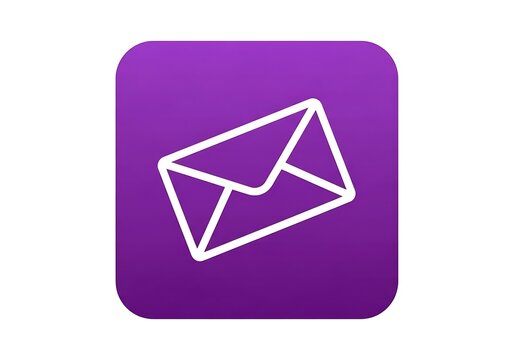 A purple square icon with a white envelope outline