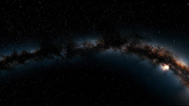 Stargazers view a way band in the night sky as stardust swirls around. The scene shows bright stars and cosmic beauty shining above.