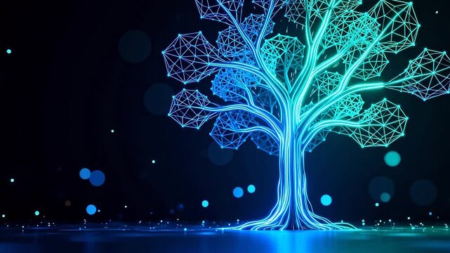 Abstract glowing tree with geometric design