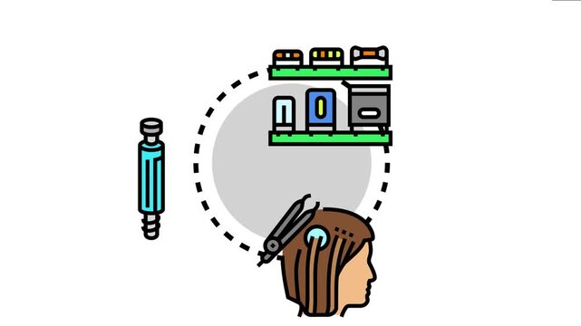 Assembled elements various components of a cochlear implant system and the integration of a processor onto an individual's head, demonstrating hearing aid technology