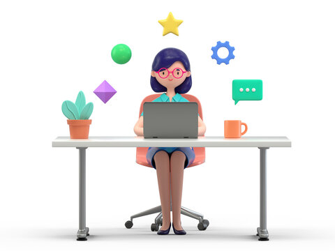 A woman using a laptop