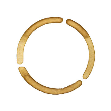 Real coffee stain, coffee ring, coffee imprint, coffee cup imprint, coffe print, isolated on transparent or white background png..