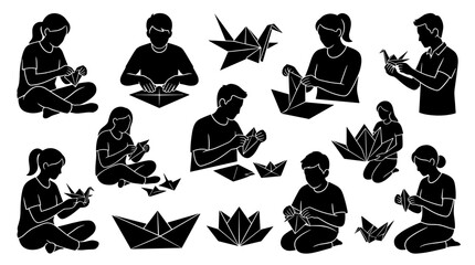 Fototapeta premium People making origami paper crafts.