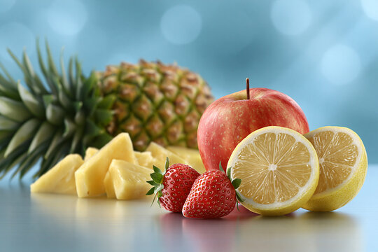 Colorful display of fresh fruits on a table