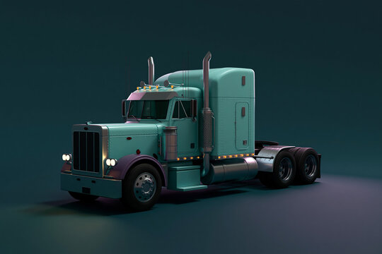 Truck in studio with purple, blue lights