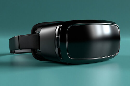 Virtual reality headset on a blue background