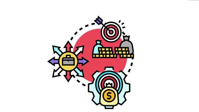 Asset management concept reaching business performance targets, optimizing profit, and diversifying investment portfolios for financial success and strategic growth