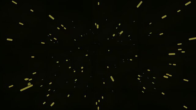 Abstract dark space with glowing yellow light streaks