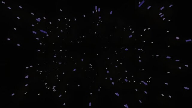 Abstract cosmic scene with blue light streaks in dark space