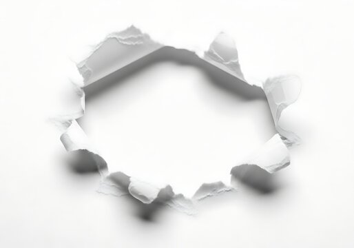 A torn hole in a white background