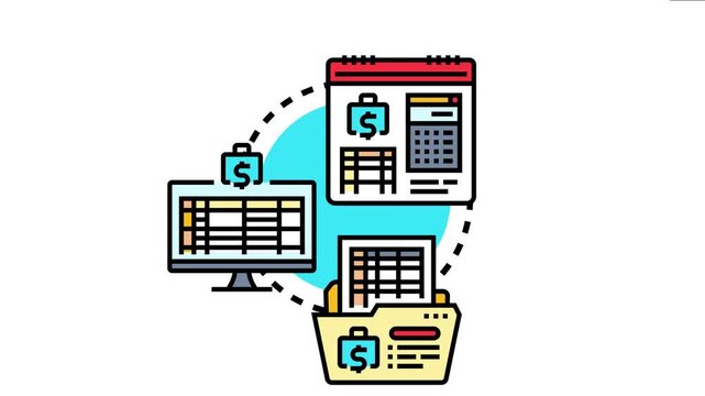 Assets allocation process showing financial planning and investment management across calendar, computer, and document storage, optimizing wealth strategy
