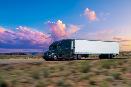 Semi-truck driving on the highway