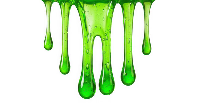 Green slime dripping isolated on transparent background