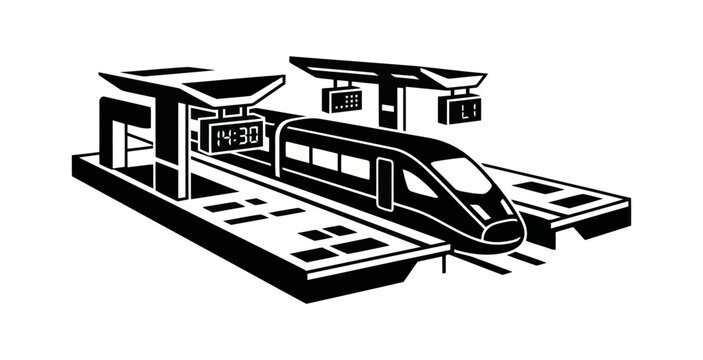 High Speed Train Station Vector Illustration