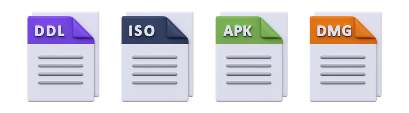 3D Software and Installation File Format Icons Set