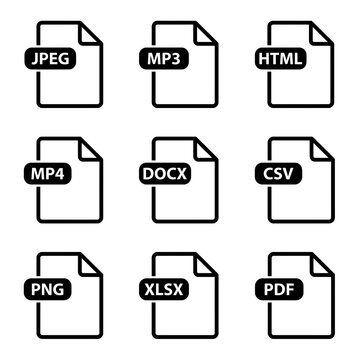 File Format Icons Set for Web and Software Interface Design