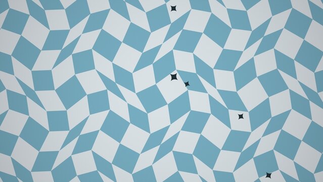 Warped checkerboard pattern with star shapes