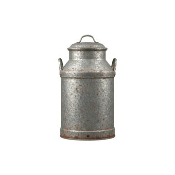 Vintage Rustic Metal Milk Can with Lid