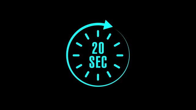 Digital graphic interface displays an active countdown timer symbol. Animated circular arrows spin around the countdown timer. Precise seconds drop on this clean countdown timer.