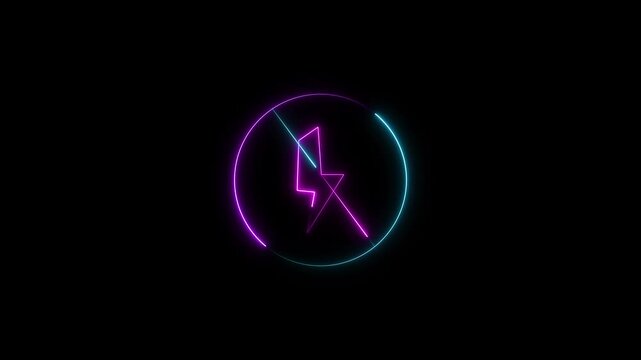 Bright digital graphic illuminates a glowing neon cursor icon symbol. Colorful neon ring surrounds the moving cursor icon. Modern tech visuals highlight the cursor icon.
