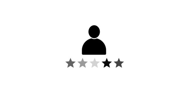 Customer feedback interface displays a user review rating scale. Two filled stars highlight the active user rating scale. Online evaluation uses this simple rating scale.
