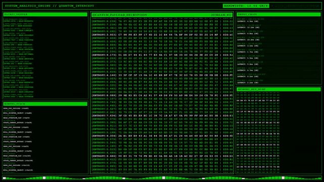 Quantum Intercept System Analysis Packet Sniffer Animation.