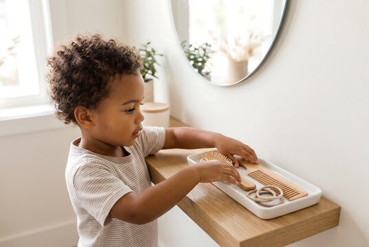 Child Practicing Independent Eating And Food Preparation Skills