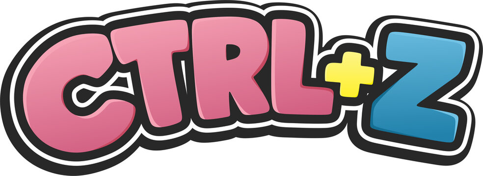 CTRL+Z Keyboard Shortcut Typography with Colorful 3D Vector Design