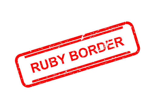 Red rubber stamp with ruby border text illustration